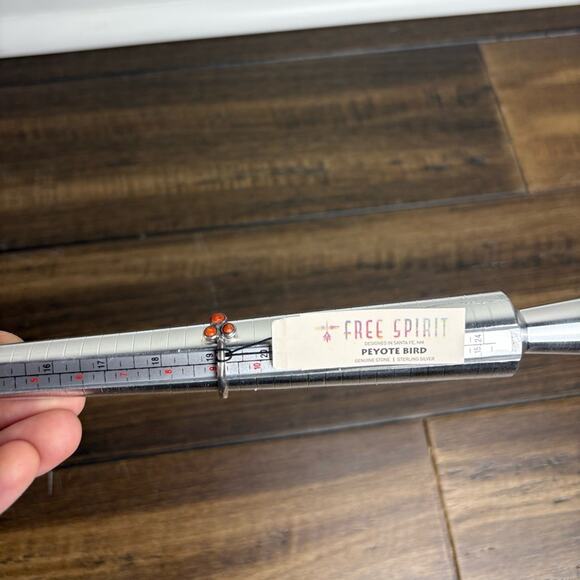 NWT Free Spirit Peyote Bird Silver Ring w/ Orange stone Boho size 8 - Picture 8 of 10